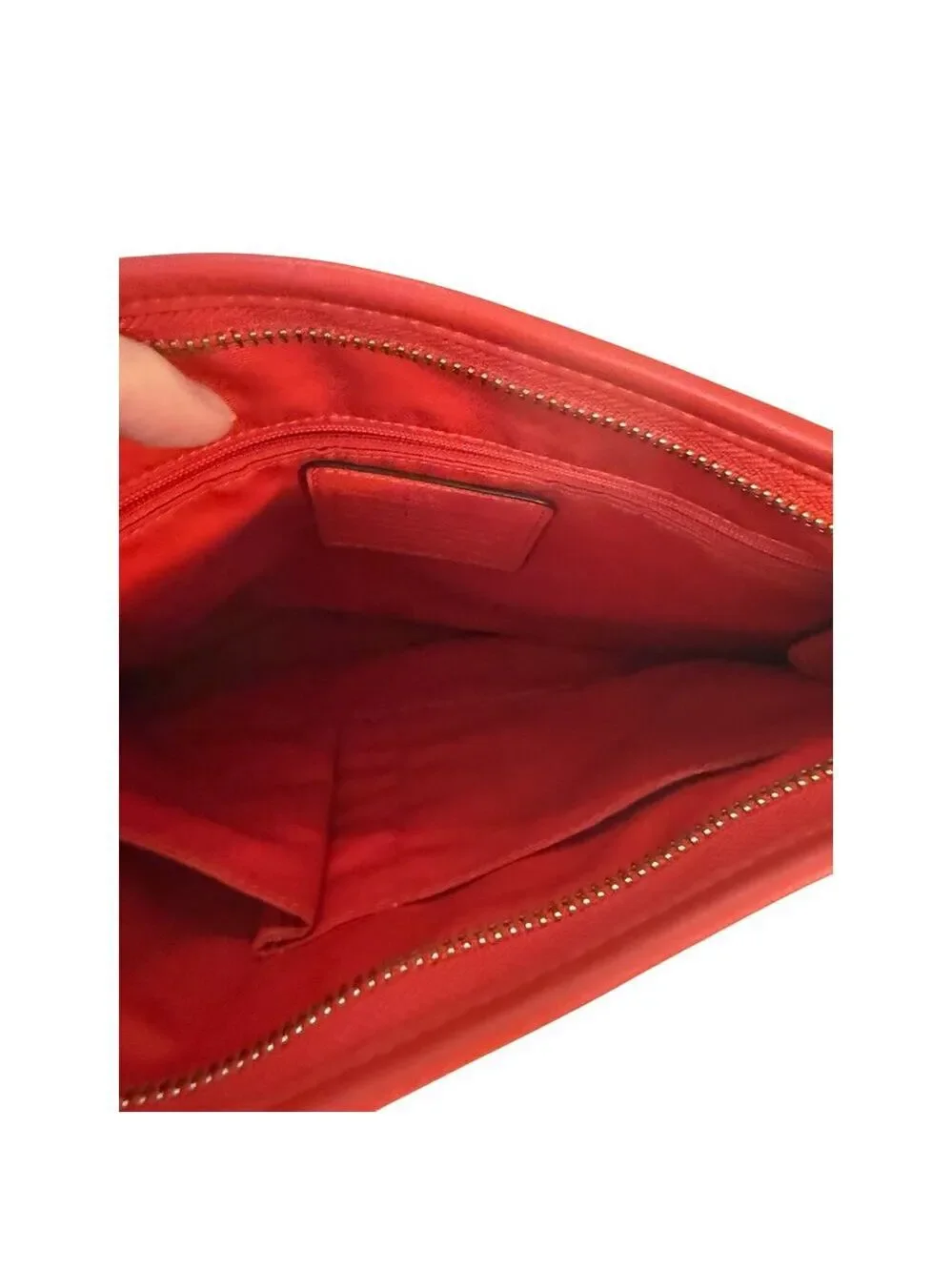 COACH Tan w/Red Trim Crossbody Zipper Closure Red Buckle Strap Purse